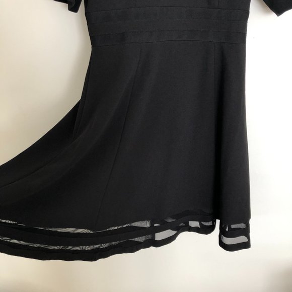 Calvin Klein - Black Illusion Hem Fit-and-Flare Dress (With Sleeves) - Picture 4 of 5